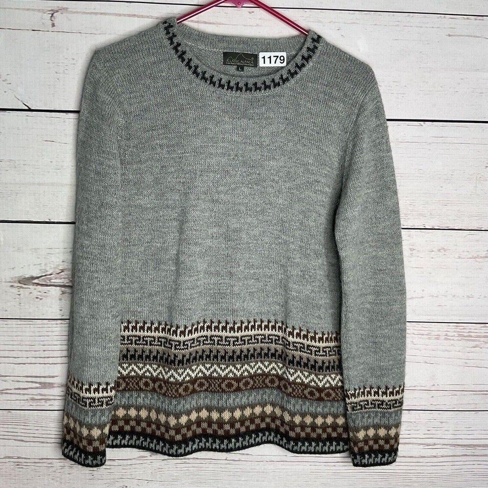 NWOT Classic Alpaca Wayfarer Women's Size L Tribal Boho Aztec Crewneck Sweater